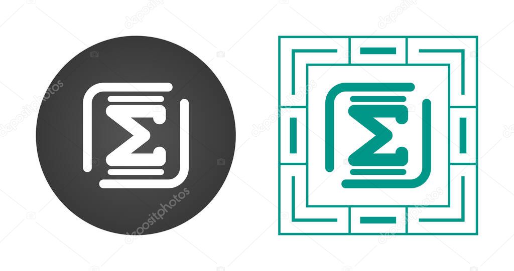 Abstract geometric symbols featuring greek sigma