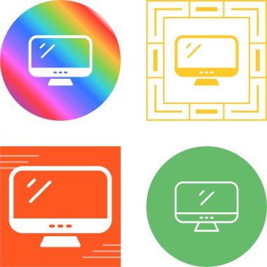 Beyaz arkaplanda izole edilmiş bilgisayar simgesi, renkli vektör illüstrasyonu