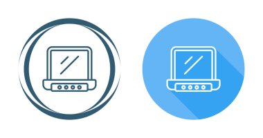 Mavi çember arkaplan içindeki basit dizüstü simgesi