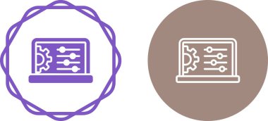 Bilgisayar Basit Simgesi, Beyaz Arkaplanda Vektör İllüstrasyonu 