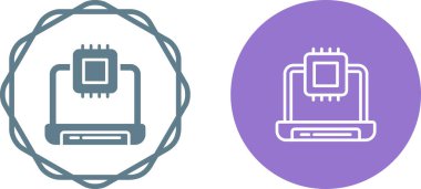 beyaz arkaplanda dizüstü bilgisayarlar ve işlemciler simgeleri, vektör illüstrasyonu