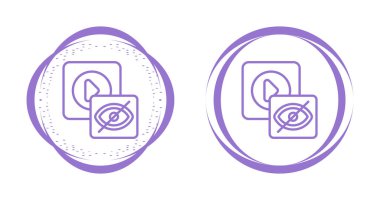 Göz ve oyun sembollerini gösteren mor simgeler