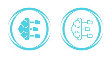 Dijital dizinleri birbirine bağlayan mavi beyin simgeleri