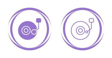 Vinil vintable simgeleri seti, vektör illüstrasyonu basit tasarım