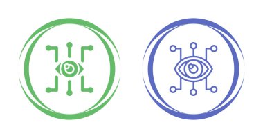 Dairesel çizgilerin içindeki dijital göz simgeleri