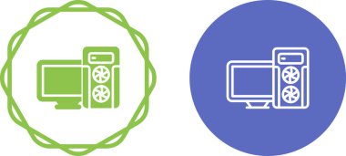 Bilgisayar Simgesi Beyaz Arkaplanda İzole Edildi, Vektör Resimleri 