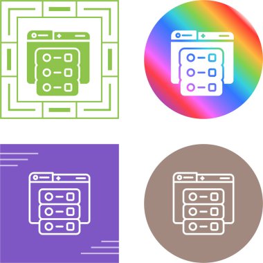 Sunucu simgeleri, güvenlik konsepti, vektör illüstrasyonlu bilgisayar dizinleri   