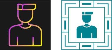 Kişinin farklı biçim ve renklerdeki profil simgelerinin vektör illüstrasyonu.