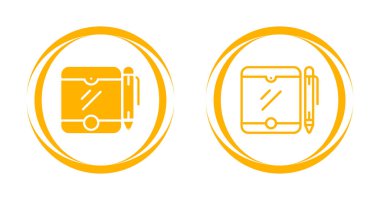 Turuncu daireler içinde dijital çizim tabletleri ve şekiller