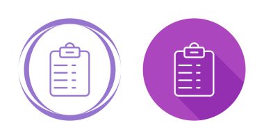 Kontrol listesi simgesine sahip beyaz çizgi panosu uzun gölgeli izole edildi. Liste listesi. Sınav anketi veya anket formu. Anket formu. mor büyü