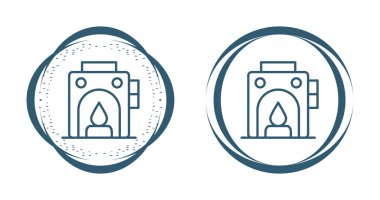 Alevli fırın, fırın ya da kazanı temsil eden endüstriyel simgelerin grafiksel çizimi.