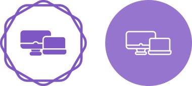 Bilgisayar monitörü ve dizüstü bilgisayar web simgesi vektör çizimi