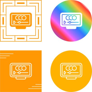 Bilgisayar monitörü simgesi. Düz bilgisayar sembolü. Vektör illüstrasyonu, EPS10.