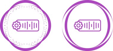 Dairesel sınırlar içinde mor dişli etiket simgeleri