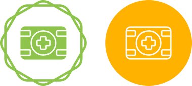 İlk yardım kutusu simgesi, tıbbi evrak çantası simgesi, vektör 