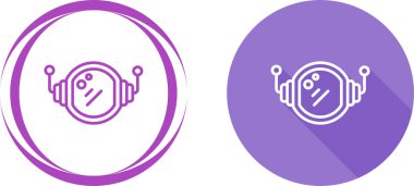 Mor dairelerin içindeki basit robot yüz simgesi