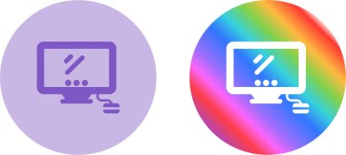 Bilgisayar Basit Simgesi, Beyaz Arkaplanda Vektör İllüstrasyonu 