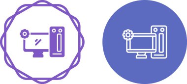 Beyaz arkaplanda izole edilmiş bilgisayar simgesi seti, vektör illüstrasyonu    