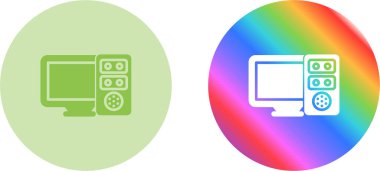 beyaz arkaplanda bilgisayar monitörleri ve birimleri, vektör illüstrasyonu 