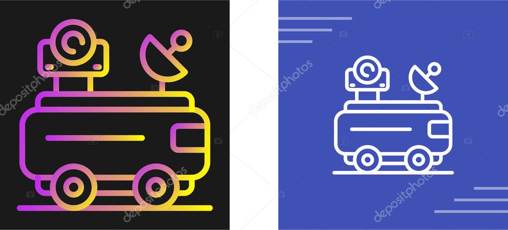 Van an antenna outline vector icon. Thin line black van an antenna icon, flat vector simple element illustration from editable mechanicians concept isolated stroke on white background