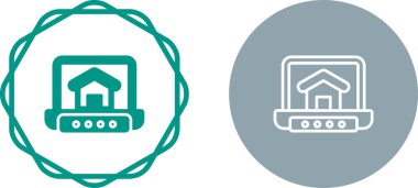 beyaz arkaplanda izole edilmiş ev simgelerine sahip dizüstü bilgisayarlar, vektör illüstrasyonu  