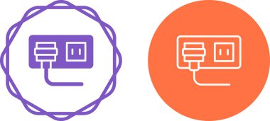 Kablo prizi tasarımları içeren elektrik çıkış simgeleri