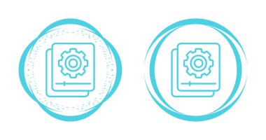 Dairesel sınırlar içinde mavi çizilmiş dişli simgeleri