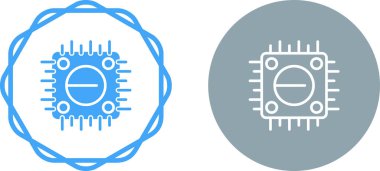 Bilgisayar ve akıllı telefon simgesi için düz bir işlemci. İzole edilmiş arkaplanda işlemci yonga vektör çizimi. Mikroçip imzalama iş kavramı.