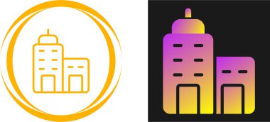 Şehir binaları simgeleri ayarlandı, vektör illüstrasyonu