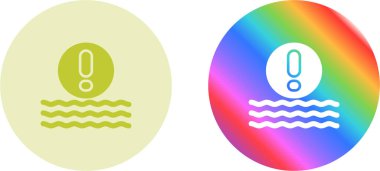 Basit tehlike uyarısı işareti ve ünlem işareti ve dalga simgeleriyle yatıyordu. 