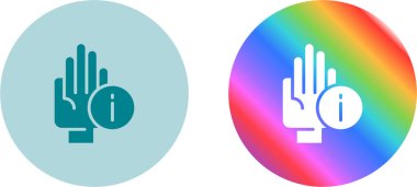 Beyaz arkaplanda insan eli ve uyarı simgeleri, vektör illüzyonu 