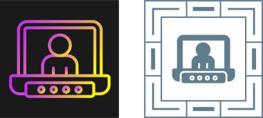 Bilgisayar Basit Simgesi, Beyaz Arkaplanda Vektör İllüstrasyonu 