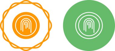 Parmak izi Simgesi, Düğme Şablonu, Basit Düz Vektör Resimleri.