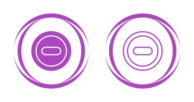 Yatay çizgiler içeren iki mor dairesel sembol