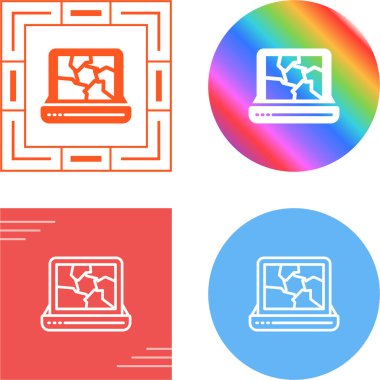  Kırık dizüstü bilgisayar simgesi beyaz arkaplanda izole edildi. 