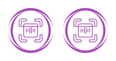 Beyaz arkaplanda iki mor barkod tarama simgesi