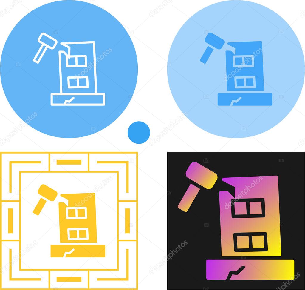 Building Dismantling Vector Icon. Demolition Sign. Isolated Symbol Illustration