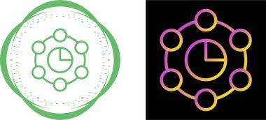 çizgi küresel sosyal ağ simgesi beyaz ve siyah arkaplanda izole edildi. Sosyal ağ bağlantısı. Renkli. vektör