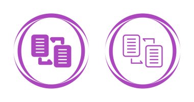 Veri aktarım sürecini gösteren mor belge simgeleri