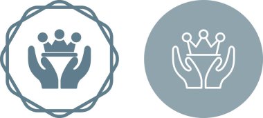 Elleri ve tacı olan düğmeler. Web sayfası için düz simgeler