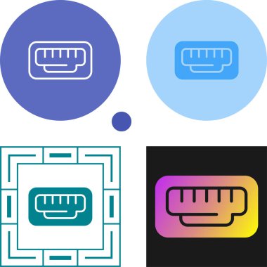 Beyaz arkaplanda bilgisayar port simgeleri, vektör illüstrasyonu 