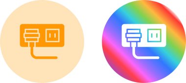 Renkli dairesel arkaplan içerisindeki elektrik prizleri simgeleri