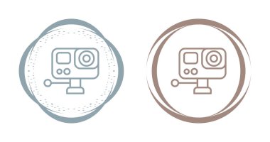 Beyaz arkaplanda eylem kamerası simgeleri kümesi, vektör illüstrasyonu             