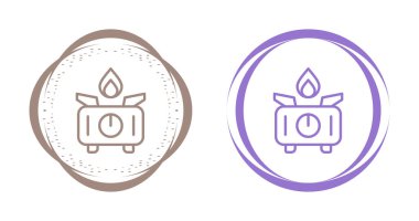 Taşınabilir gaz soba simgeleri seti, vektör illüstrasyonu basit tasarım