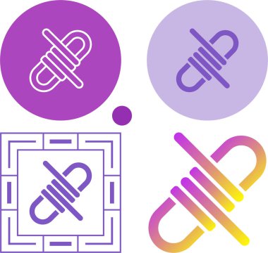 Paracord Vektörü Katı Simge, Beyaz Arkaplan Üzerine Modern İllüstrasyon 