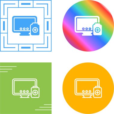 Bilgisayar Basit Simgesi, Beyaz Arkaplanda Vektör İllüstrasyonu 