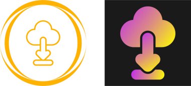 Okları olan bulut indirme simgeleri kümesi, vektör illüstrasyonu  