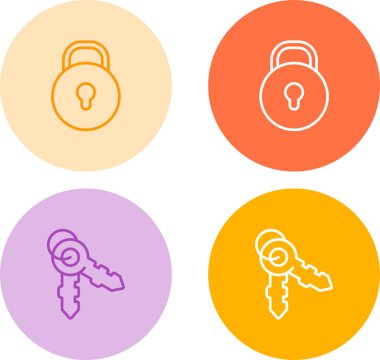 asma kilit simgesi seti, güvenlik işareti beyaz arkaplanda izole edildi. 