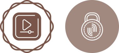 Video oynatma ve güvenlik kilidini gösteren kahverengi simgeler