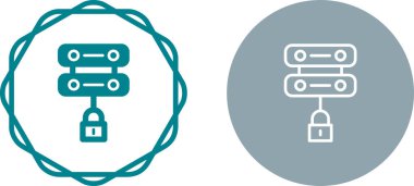 Beyaz arkaplandaki sunucular ve kilitler, vektör illüstrasyonu          